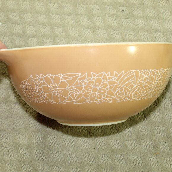 Vtg Pyrex Woodland Mixing Bowl Set of 4 Brown Floral 1970s 441, 442, 443, 444 - Picture 9 of 15